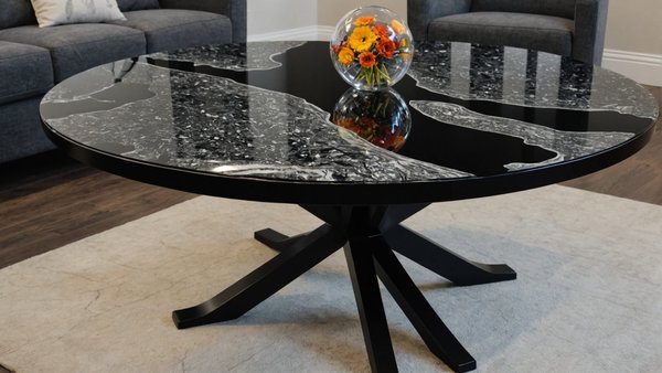 Table resine epoxy noir : élégance et robustesse personnalisées